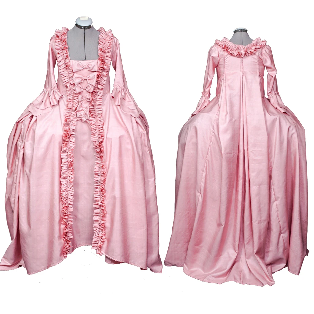 1770s Royal Court Belle Marie Antoinette robe la francaise sack back dress Women's Rococo Marie Antoinette Pink Gown Dress