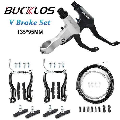 Juego de frenos en V para bicicleta, mango de freno de alta calidad, palanca de freno en V para bicicleta de montaña, fácil de instalar, juego de pinzas de tracción de línea delantera y trasera