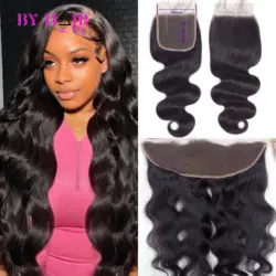 Extensions de Cheveux Humains Remy Body Wave avec Baby Hair, Fermeture en Dentelle Transparente, 2x6, 4x4, 5x5, 13x4, 13x6, Document Naturel