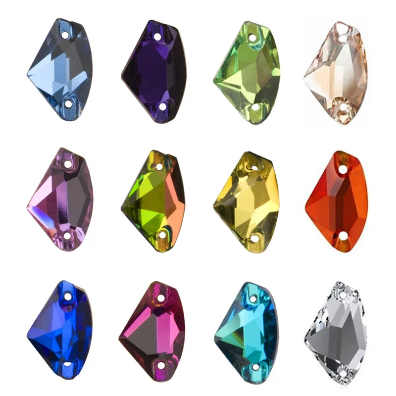 YANRUO 3256 Galaktischer Kristall zum Aufnähen, flache Rückseite, Strass-Applikation, Strass-Nähen, Glassteine zum Basteln