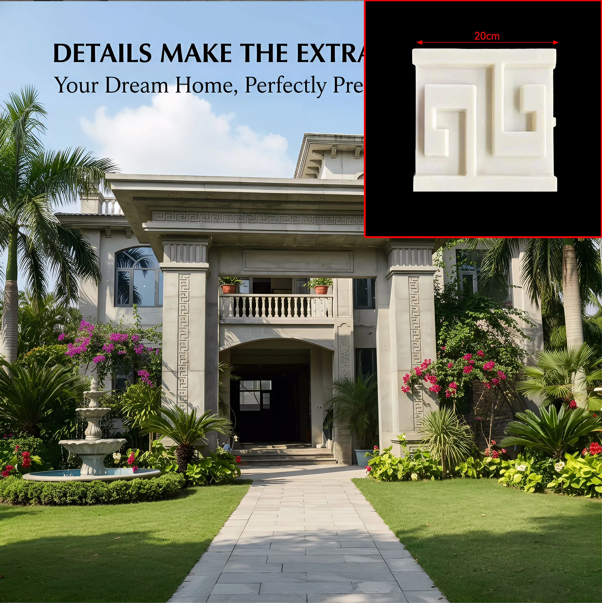 ABS luxury mansion gatehouse mold with zigzag line template, villa self built house door decoration with zigzag line mold