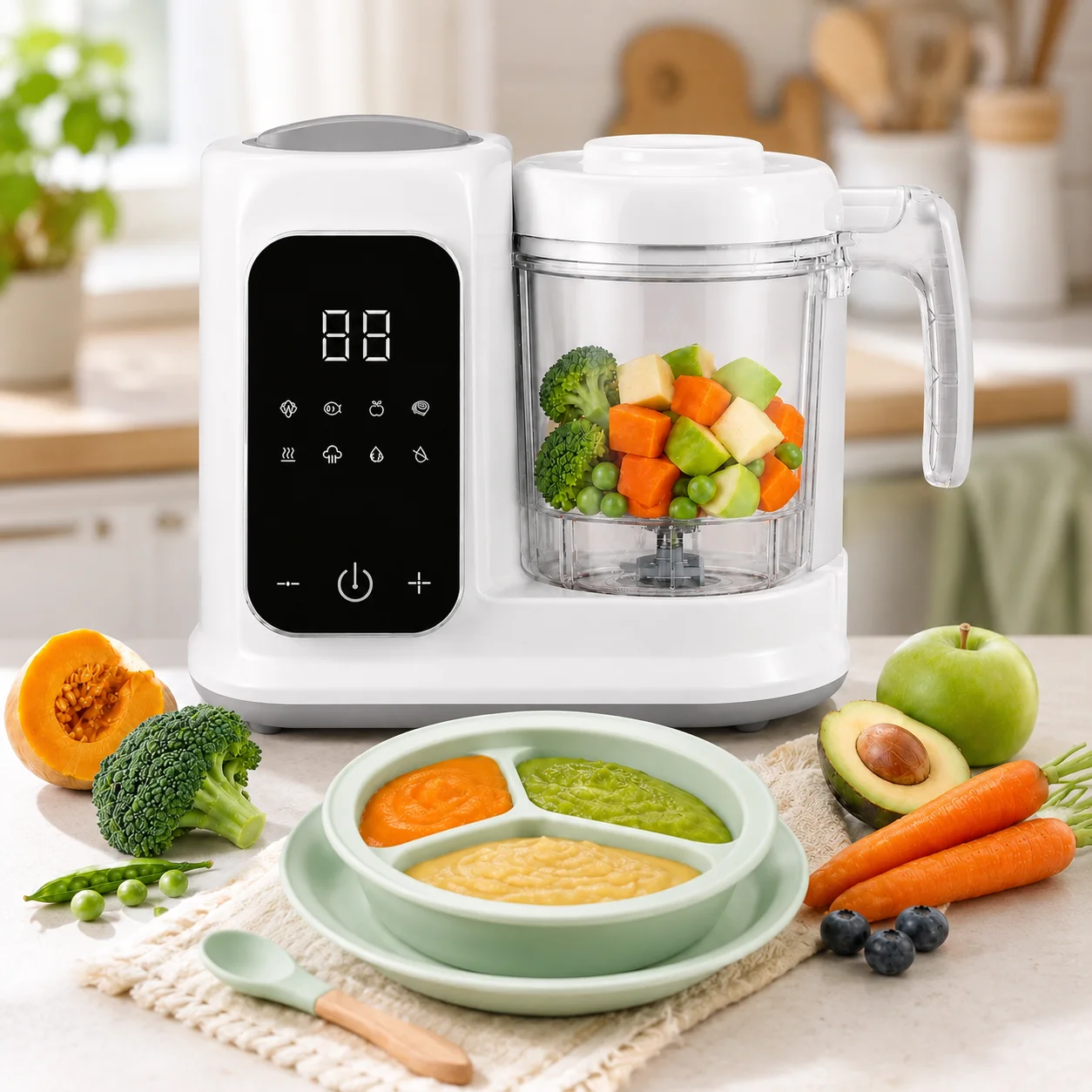 Baby Food Blender And Steamer - Household Infant Food Making Unit, All‑in‑One