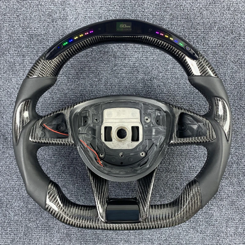 

For Benz Mercedes AMG CLA GLC GLB GLS GLE C63 E63 W176 W205 W213 2015-2018 LED Carbon Fiber Steering Wheel Customized Leather