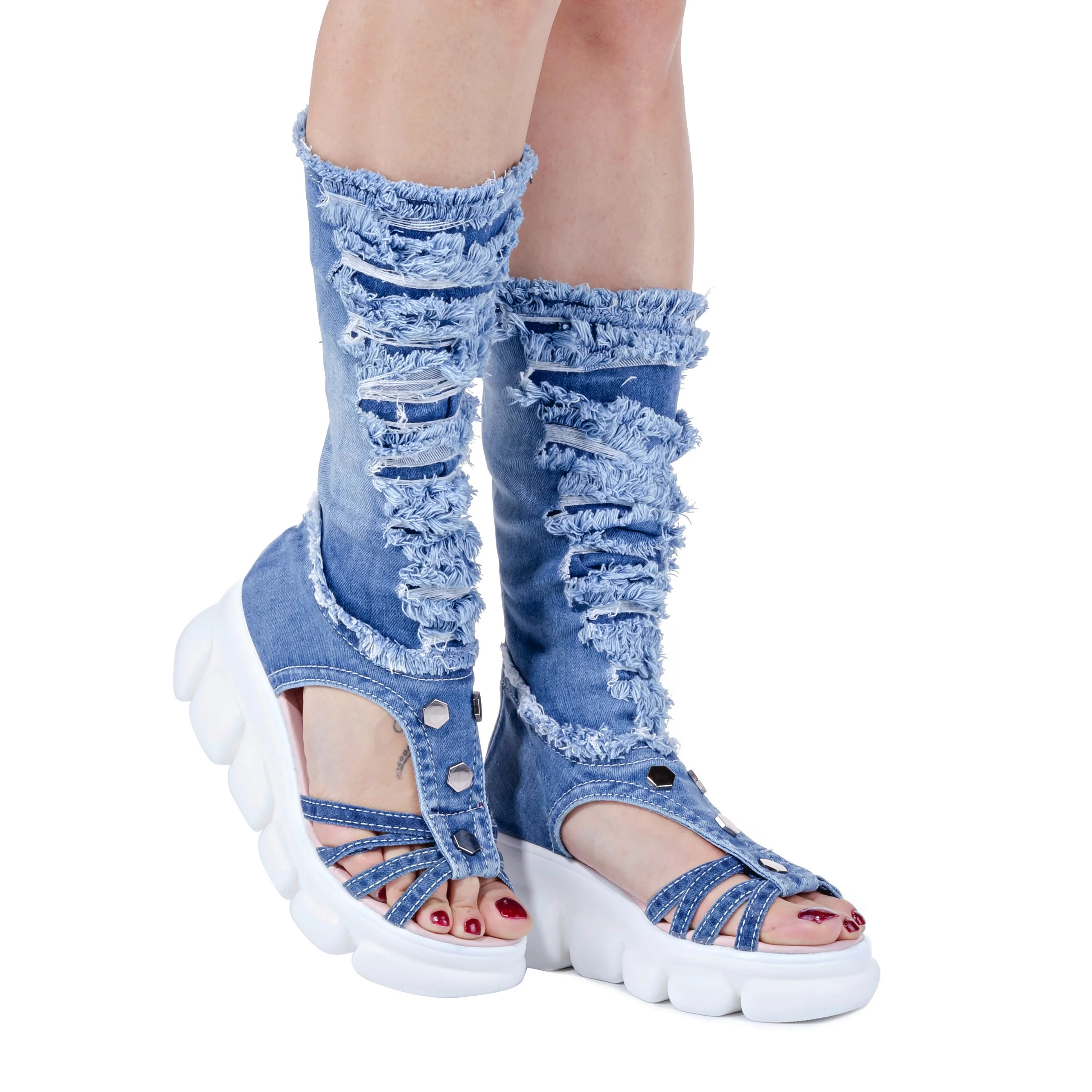 Denim Shoes Blue Denim Boots Women\'s Sports Shoes