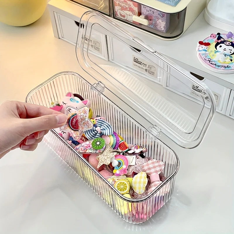 Hair Accessories Organizer Clear Acrylic Storage Box Hair Tie Organizer for Headband Cosmetic Storage Box Desk Jewelry Organizer