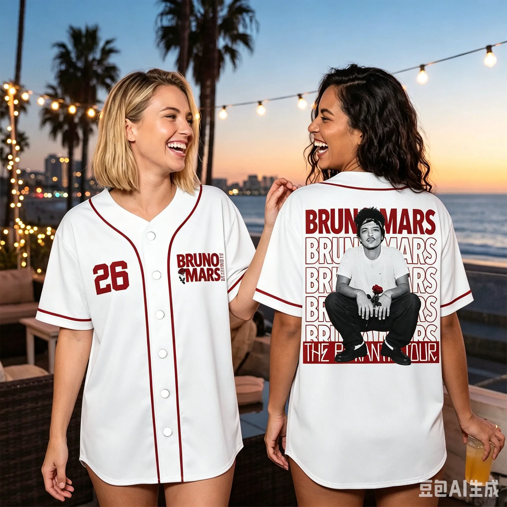 Bruno Mars The Romantic Tour 26 Baseball Jersey Short Sleeve Shirt Retro Streetwear Unisex Concert Fans Tops For Kids Adults