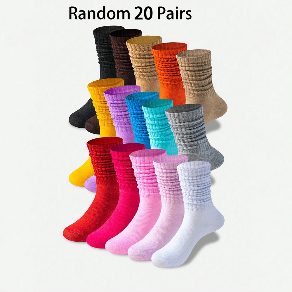 20 Pairs of Men's and Women's Socks, Slouch Socks, Mid-Calf Socks, Mixed Colors, Special Promotion, Y2K Style, Cute Sports Fun Socks, Suitable for Everyday Outfits, Fashionable Gifts