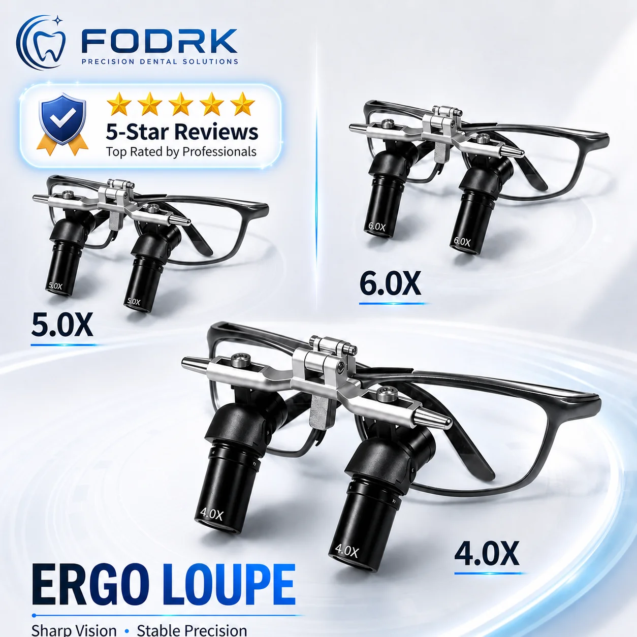 

Ergo Optical Dental Loupes 48° 4X 6X Flip up Loupes for Oral Surgery Comfortable Alternative to Bending And Lowering Head