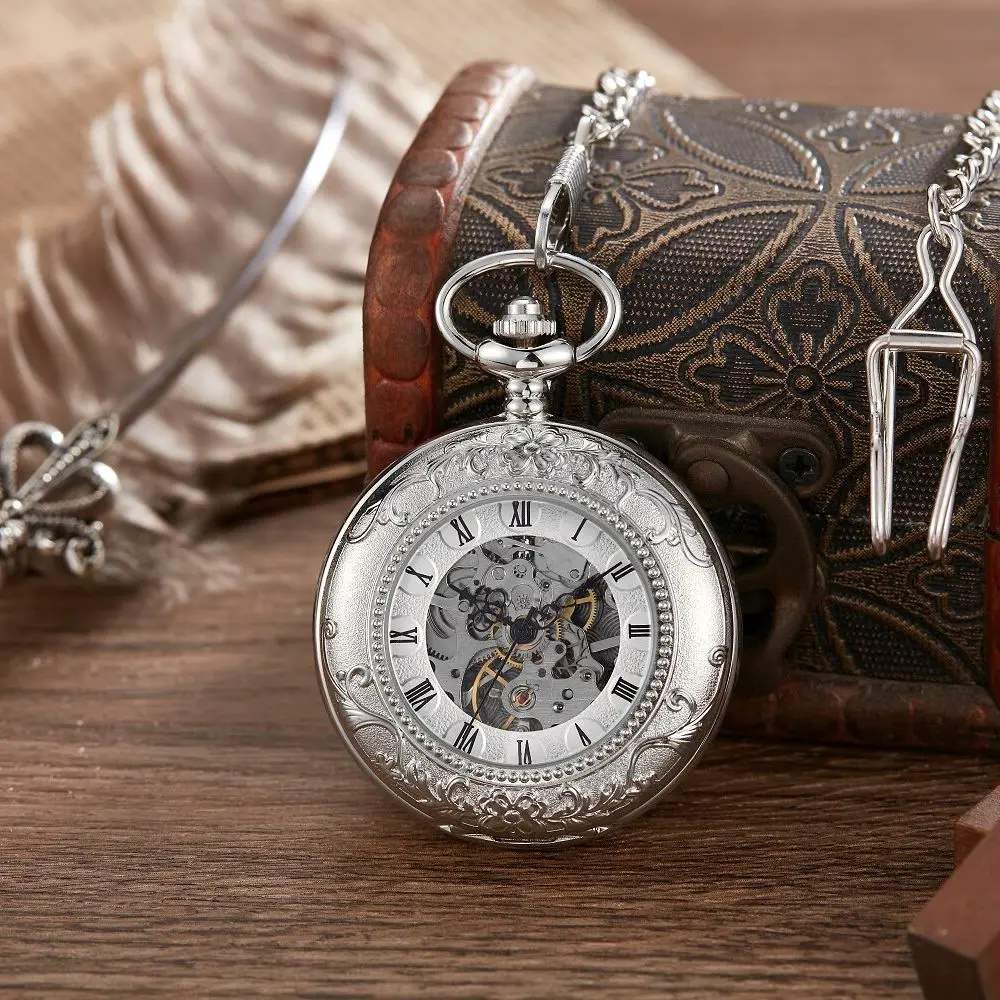 

New Steampunk Copper Vintage Hollow Gear Hollow Mechanical Pocket Watch Necklace Pendant Clock Chain Men Women 2023