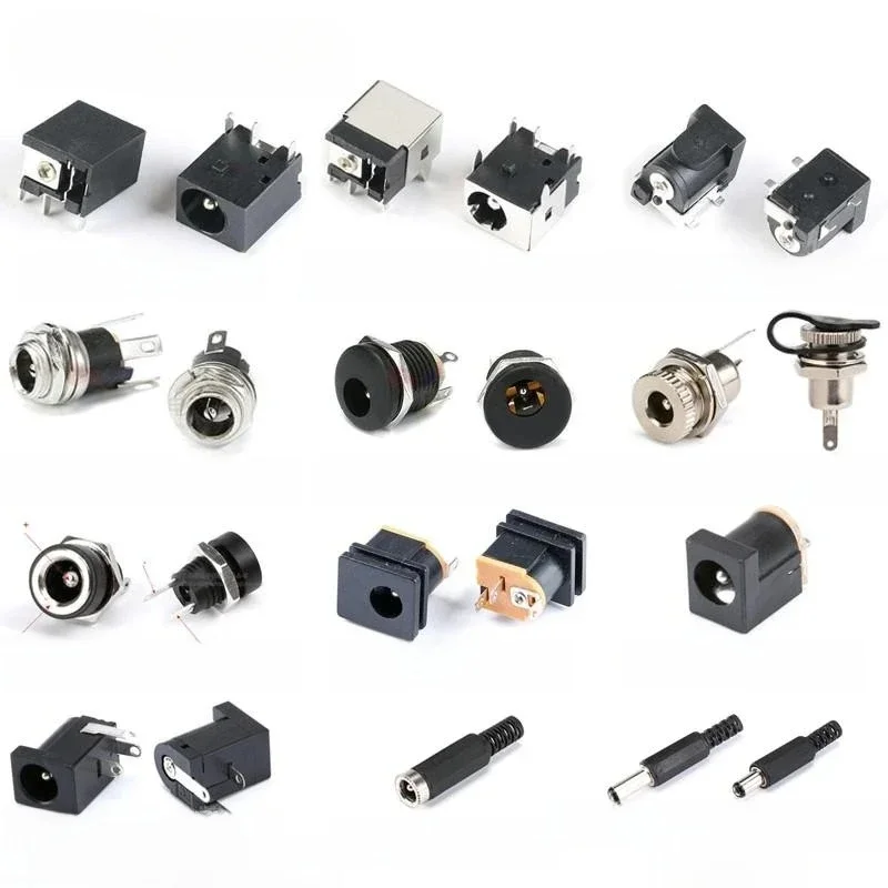 10 pièces prise de courant cc DC-044 5.5*2.1mm 5.5*2.5mm connecteur mâle femelle DC-050 vis écrou montage sur panneau soudure étanche