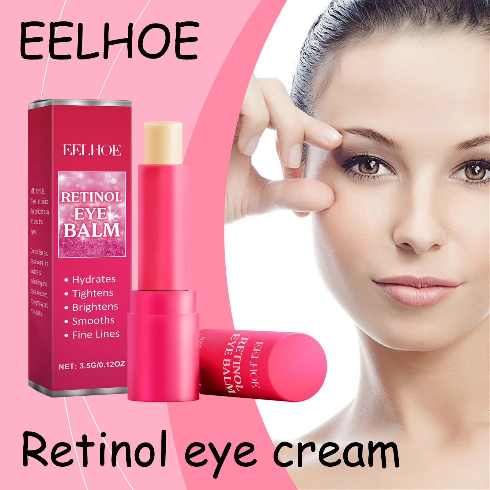 

EELHOE Retinol Eye Balm Reduce Dark Circles Delay Aging Fade Fine Lines Moisturizing Restore Elasticity Glowing Eye Cream Stick