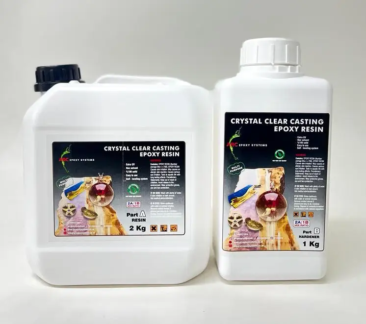 FS 3kg ARC 105 Ultra Clear Epoxy Resin and Hardener A and B Set Kit Floor Coating Plating Covering Casting Jewelry Making DIY