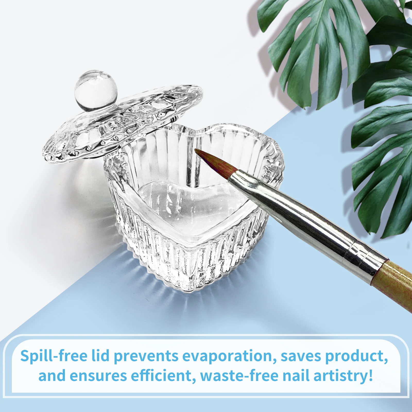 1pcs Crystal Glass Nail Cup Acrylic Liquid Powder Glass Dappen Dish Heart Shape Clear Bowl Nail Powder Holder DIY Manicure Tools