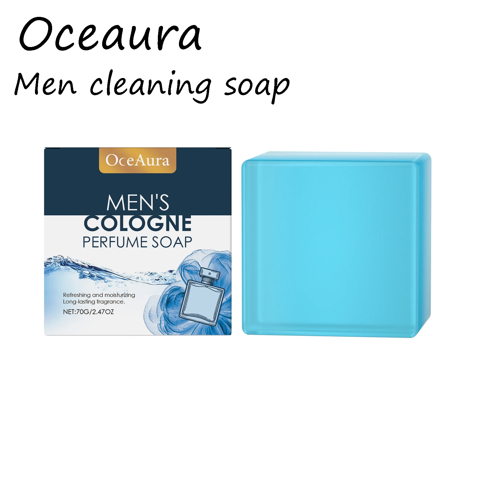 

Oceaura Мужское мыло для купания Стойкий аромат одеколон Нежная очистка тела для пятен Освежающее нежирное успокаивающее мыло для чистки тела