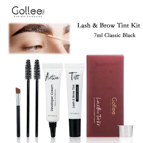 Gollee Classic Black Natural Lash and Brow Tinting Set, langlebig, wasserfest, für Wimpern, Fast Tint Kit, Enhancer, Easy Dye Makeup Tools