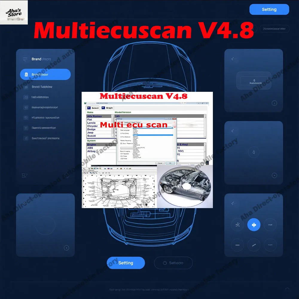 

New Multiecuscan V4.8 obd2 scanner for European and American car models Scanner Software Works with ELM327 Car accessories tools
