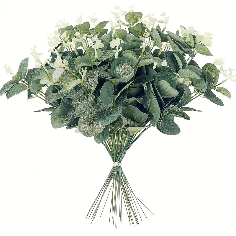 5/10/15 Stuks Kunstmatige Eucalyptus Bloemen Boeket Nep Plant Tuin Bruiloft Decoratie Voor Home Decor bruids Garland Accessoires - afbeelding 2