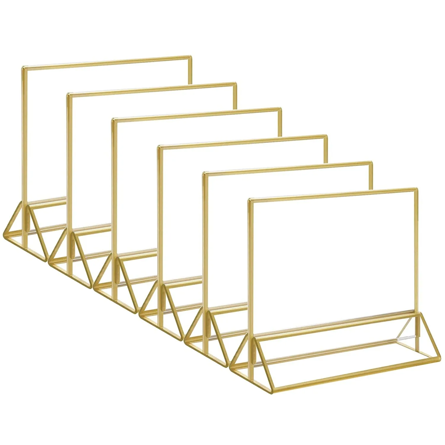 6 Pack Acrylic Gold Frames Sign Holders,Horizontal Double Sided Table Menu Busin Display Stand, Wedding Tabess Store Sign Holder