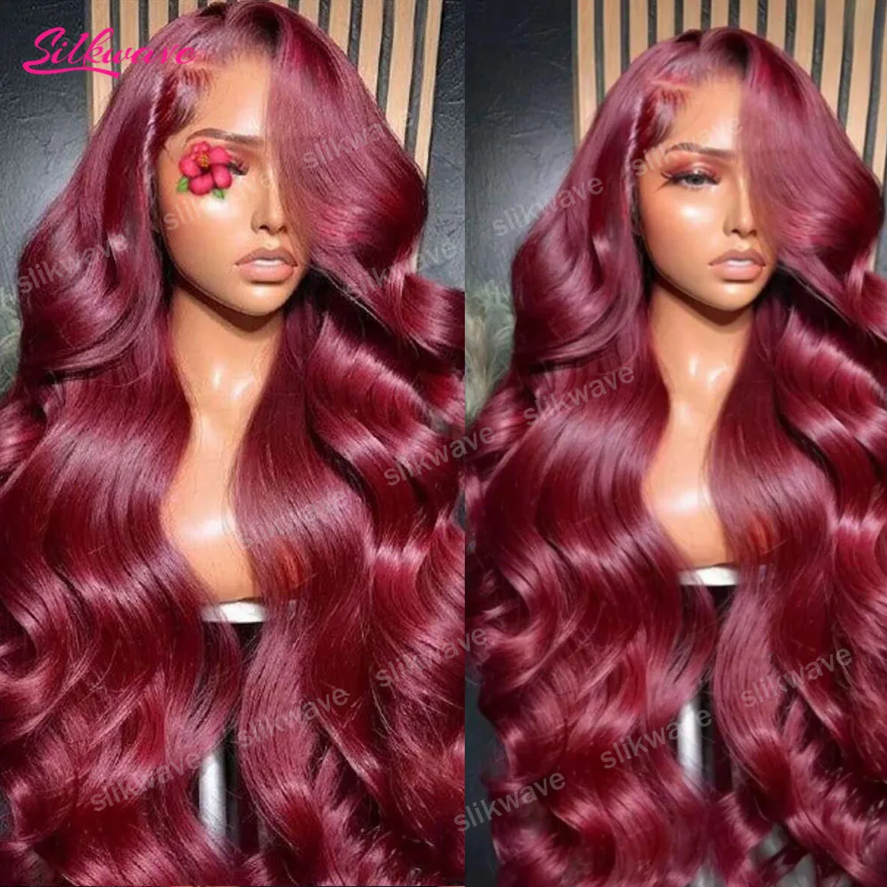 

30 Inch 99j Burgundy Body Wave Wigs 13x6 Lace Front Wigs 200 Density Water Wave Wigs Human Hair Pre Plucked Hd Lace Front Wig