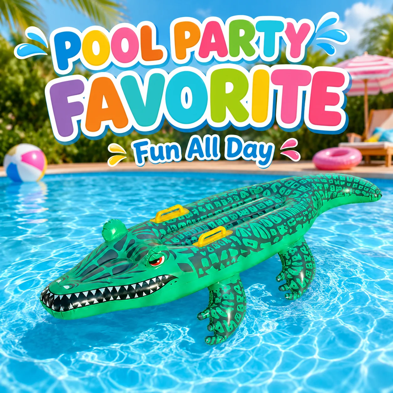 1PC Inflatable Crocodile-Shaped Swim Ring, Ideal for Pool Floats, Lakesides and Beaches, Perfect for Summer Water Fun