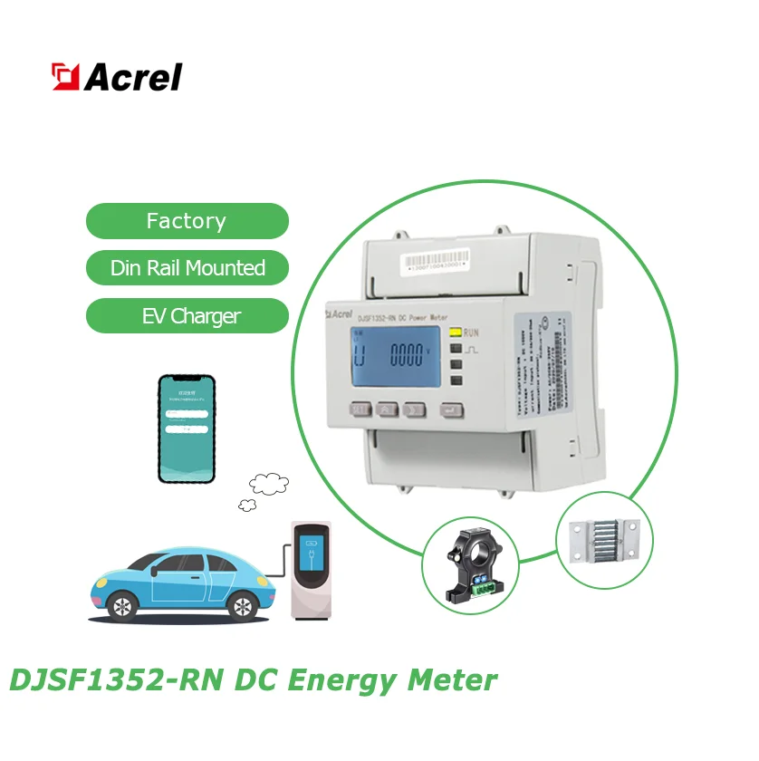 Medidor de energia DC Acrel DJSF1352-RN com Mobbus-RTU para pilha de carregamento fotovoltaico ou EV