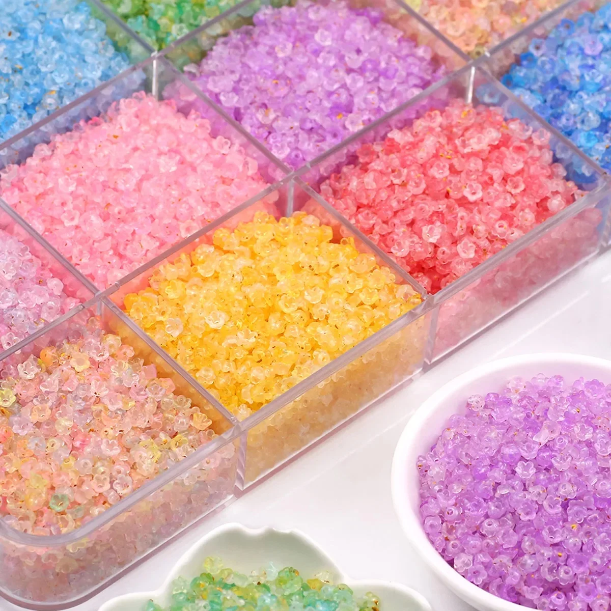 Perles de cloche en acrylique bicolore dégradé de 4mm, perles d'espacement en verre, amples pour la fabrication de bijoux, Bracelets, boucles d'oreilles, accessoires de bricolage