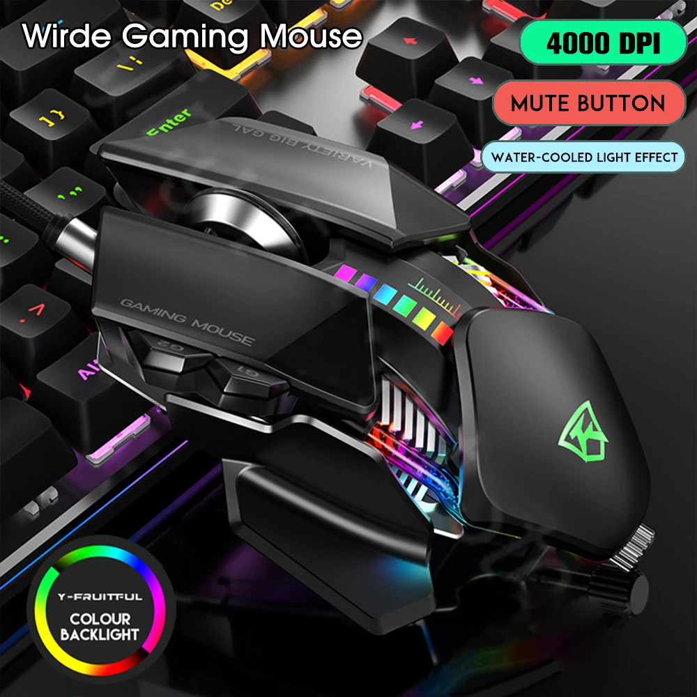 Imagem -06 - Iluminação Rgb Gaming Mouse com Cabo Usb Ajustável Ergonômico com Fio Profissional 4000dpi Óptico Gamer Mice