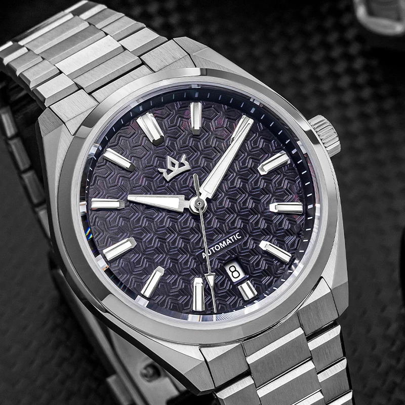 AddiesKin K014 Luxury Men Automatic Mechanical Watch Natural Shell Cameo Dial Multifaceted Index BGW9 Lume Screw Down Crown 200M
