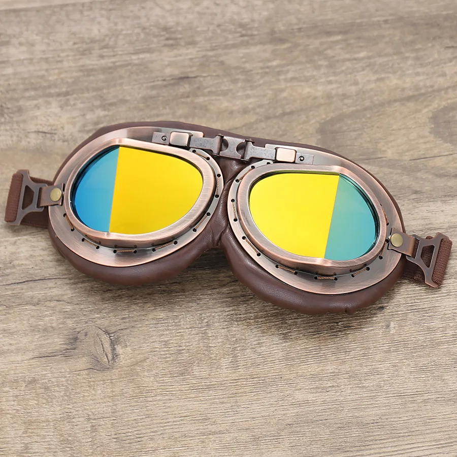 Gafas de motocicleta Retro para hombre, gafas clásicas de Moto Vintage, gafas de piloto Steampunk a prueba de viento y polvo, gafas para deportes al