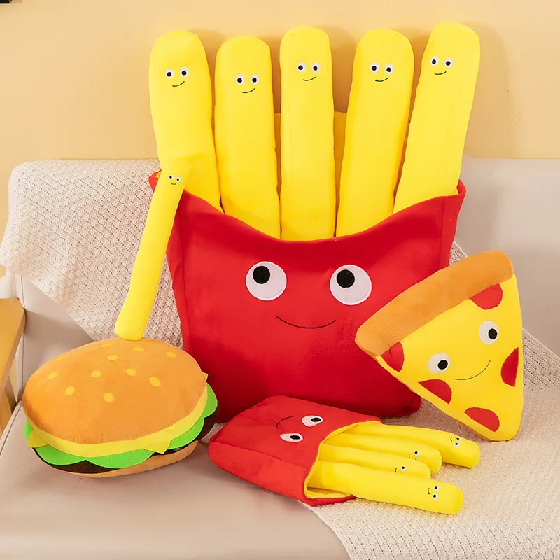 Simulation Hamburger Fries Children Girl Doll Hamburger Fries Plush Toy Pizza Snack Pillow Sofa Ornaments Toy