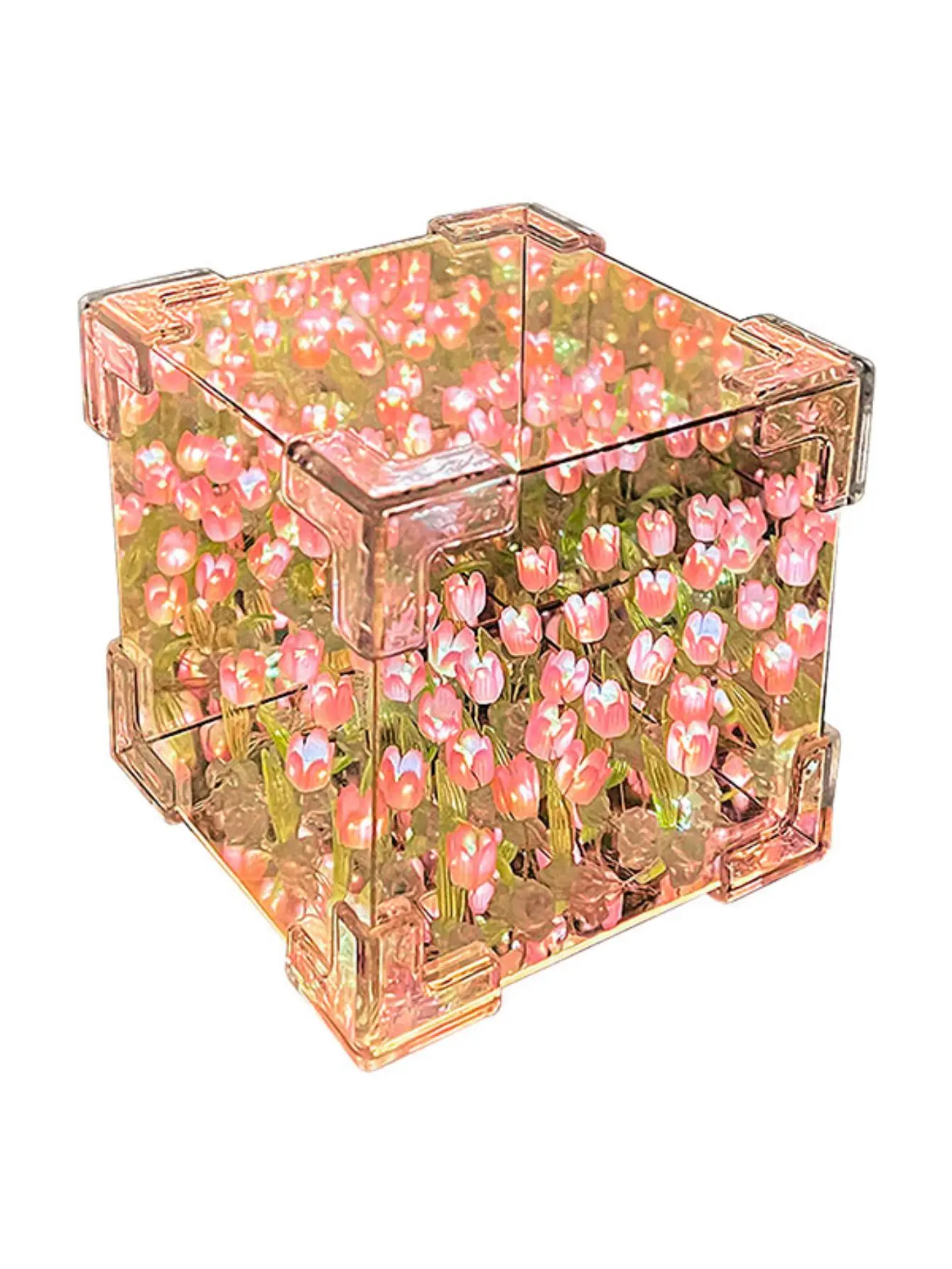 Lampu hias bentuk kubus LED dengan tulip