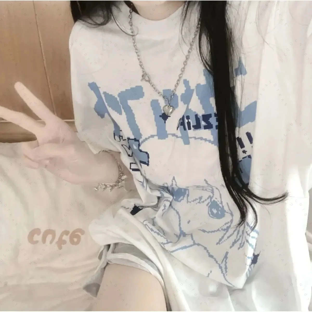 تي شيرت نسائي على الموضة مطبوع عليه الرسوم المتحركة اليابانية تي شيرت كبير الحجم 2026 Blusas Mujer De Moda ملابس علوية غير رسمية فضفاضة Y2k للمراهقين