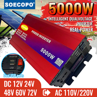 Heavy-Duty Dual Voltage Inverter 5000W 12V/24V/48V/60V/72V to 220V with LCD Display USB Charging and Comprehensive Protection