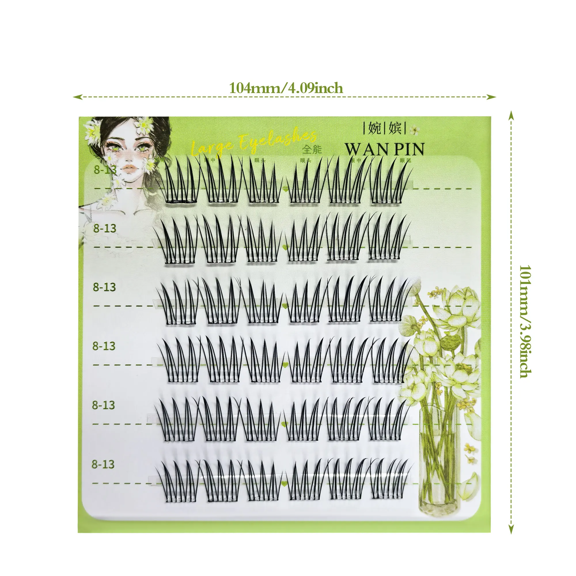 6 صفوف من الرموش الصناعية الخالية من الغراء، مجعدة وطويلة، سميكة بشكل طبيعي، خفيفة للغاية ورقيقة جدًا، تكبير عينيك