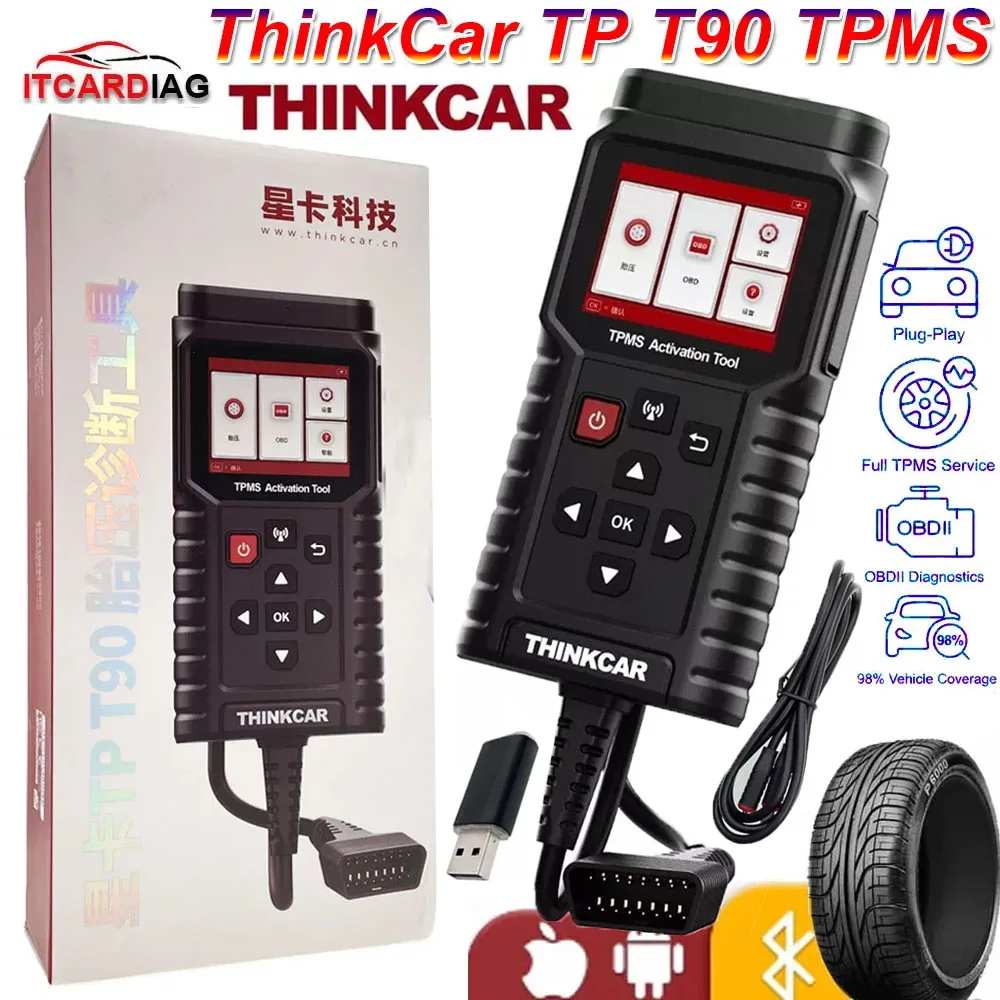 

ThinkCar TP T90 TPMS Инструмент активации OBD2 Автомобильный диагностический программатор кода неисправности Датчик давления в шинах Сервисный инструмент PK THINKTPMS G2