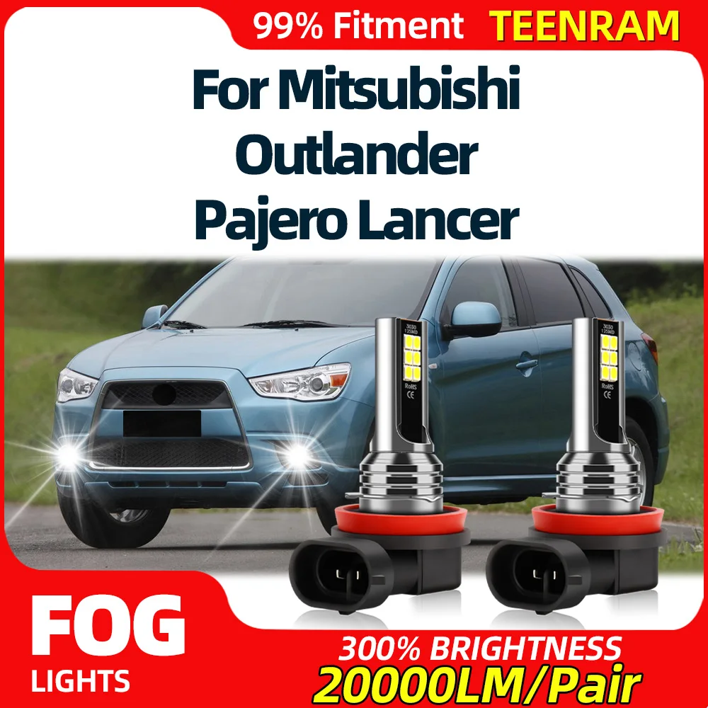 2X 60W H8 H9 H11 LED Fog Lights Bulbs 20000LM Fog Lamps 6000K White 12V Plug And Play For Mitsubishi Outlander Pajero Lancer