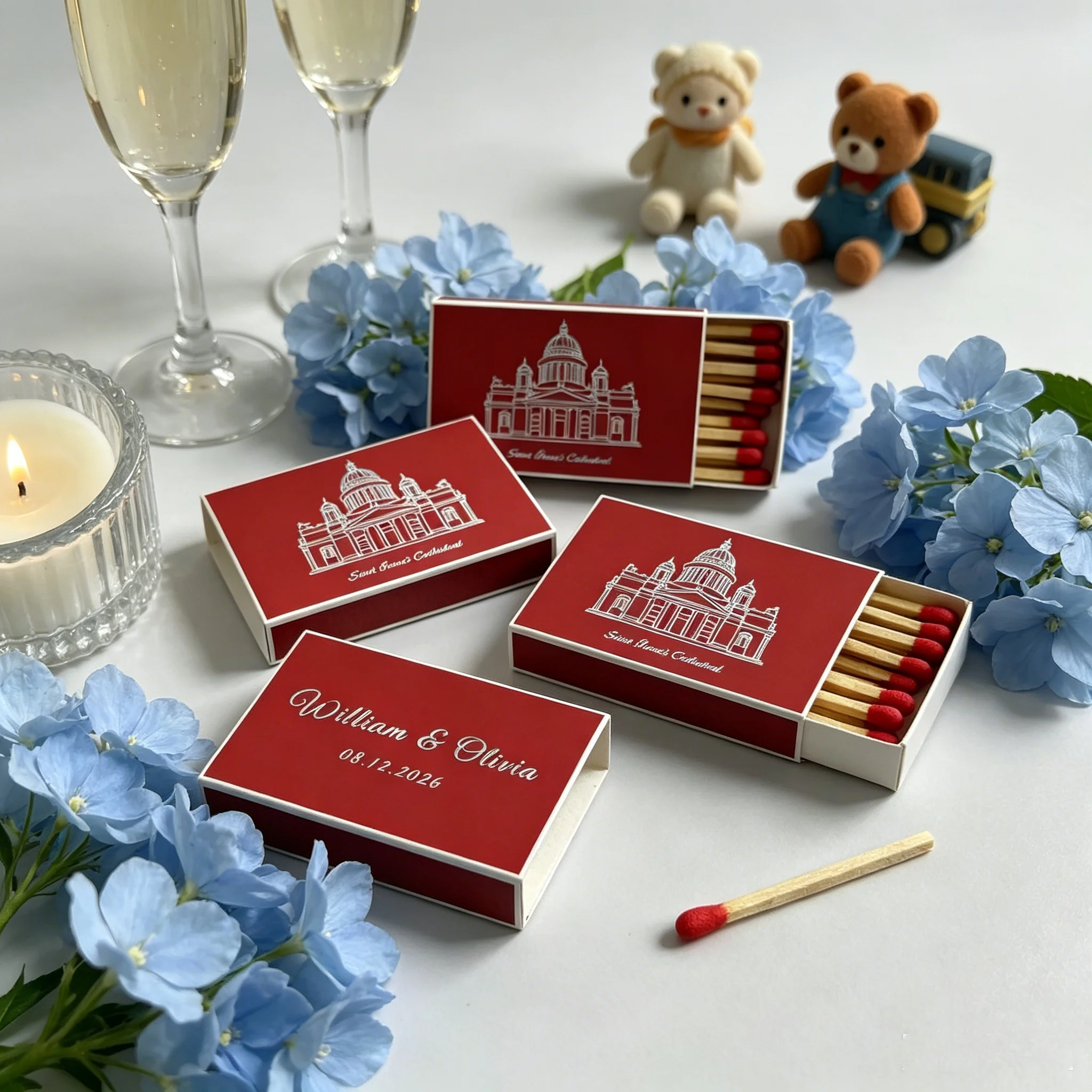 

Custom Personalized Wedding Matchboxes & Matchbooks, Elegant Matches as Reception Favors & Guest Gifts