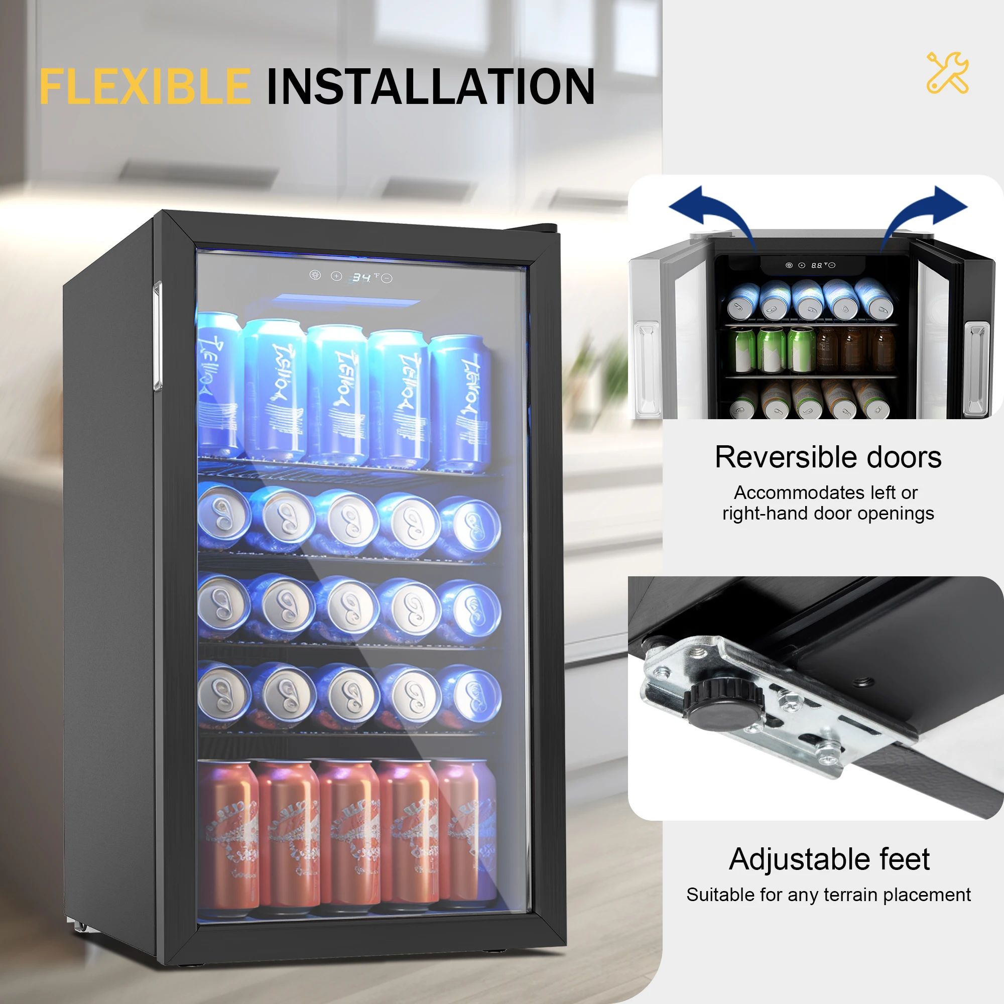 Simzلايف-ثلاجة ومبرد مشروبات صغيرة ، باب زجاجي ، علبة ، أسود ، منزل ، بار ، مكتب