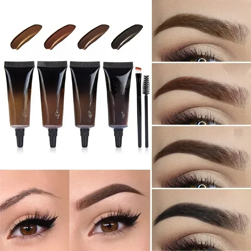 Ensemble de crème à sourcils pour teinture liquide, 6 couleurs naturelles, teinte brune Durable et imperméable, Mascara au henné, peinture pour sourcils, maquillage