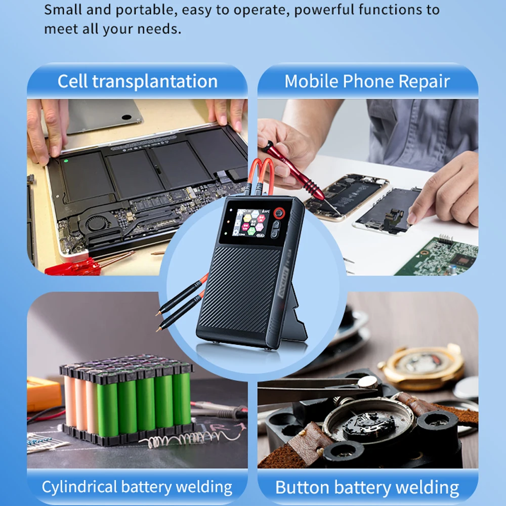 DOCREATE TK-10A ماكينة لحام البقعة المحمولة 1200A شاشة الكريستال السائل بطارية 8000mAh لحام النبض المزدوج 0.25 مللي متر لوحة النيكل سريعة