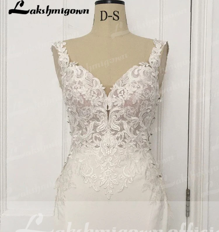 Lakshmigown Nàng Tiên Cá Áo Váy Nữ 2023 Cô Dâu Appliques Độc Đáo Đuôi Dài Cao Cấp Áo Cưới Vestidos De Novia