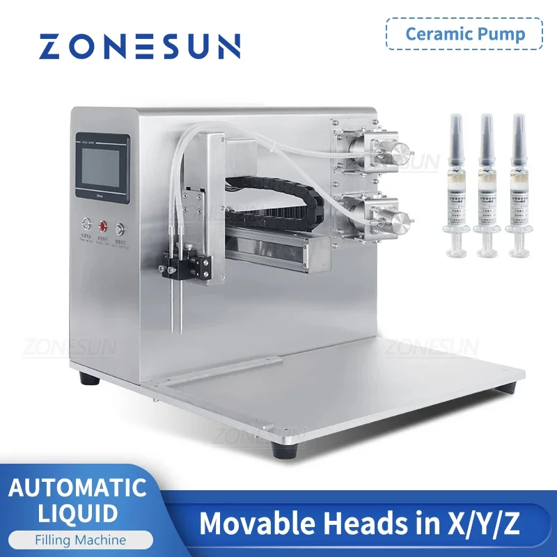 ZONESUN ZS-YTXYZ2 Automatic Double Nozzles Ceramic Pump Liquid Small-dose Essence Filling Machine