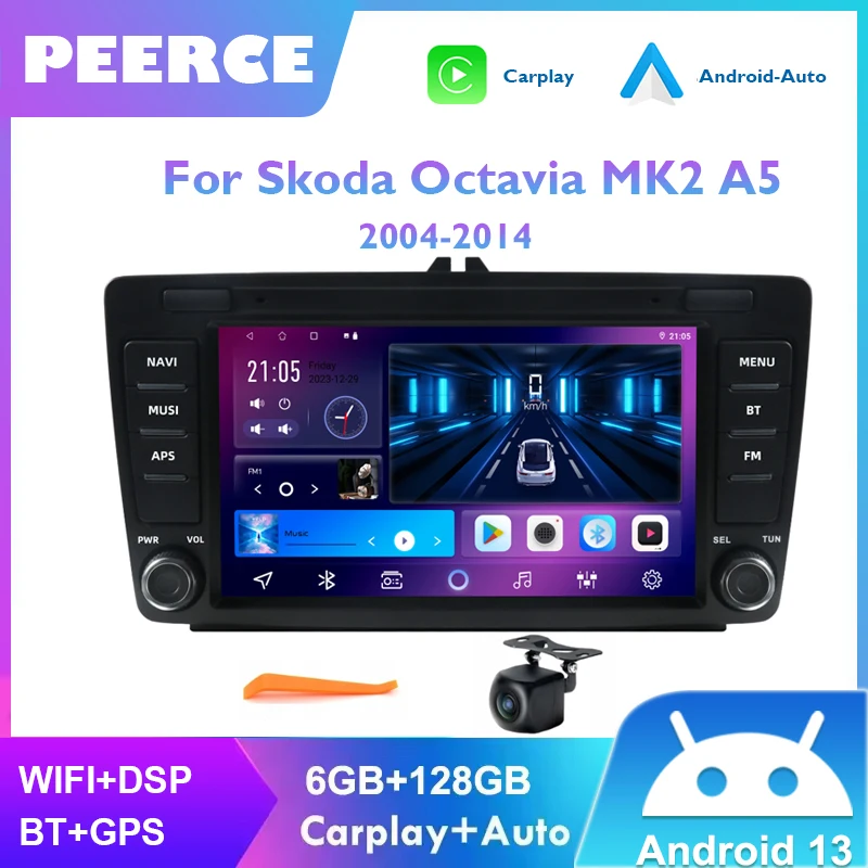 2Din Android Car Radio Wireless Carplay Multimedia for Skoda Octavia Mk2 A5 2004-2014 WIFI Bluetooth Plug and Play Canbus