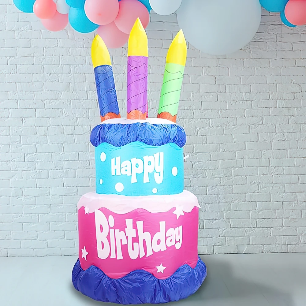 

Inflatable Birthday Cake with LED Light for Yard Garden Party Decoration