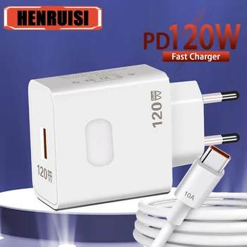 120W GaN USB şarj hızlı şarj tipi C hızlı şarj 3.0 duvar cep telefonu şarj 10A tipi C kablo iPhone Samsung Xiaomi için