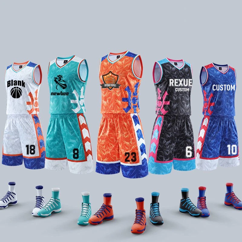 Customizable 100% Polyester Men\'s Child Personalized Basketball Jersey Basketball Set Sports Kit Game Team Breathable Uniform