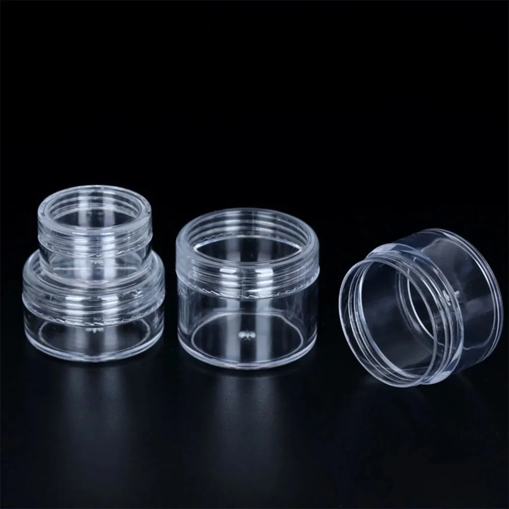 Pot de crème cosmétique vide et transparent, 3g 5g 10g 15g 20g 30g, fard à paupières, paillettes pour ongles, récipient de baume à lèvres, Pot d'échantillon de maquillage, bouteille en plastique