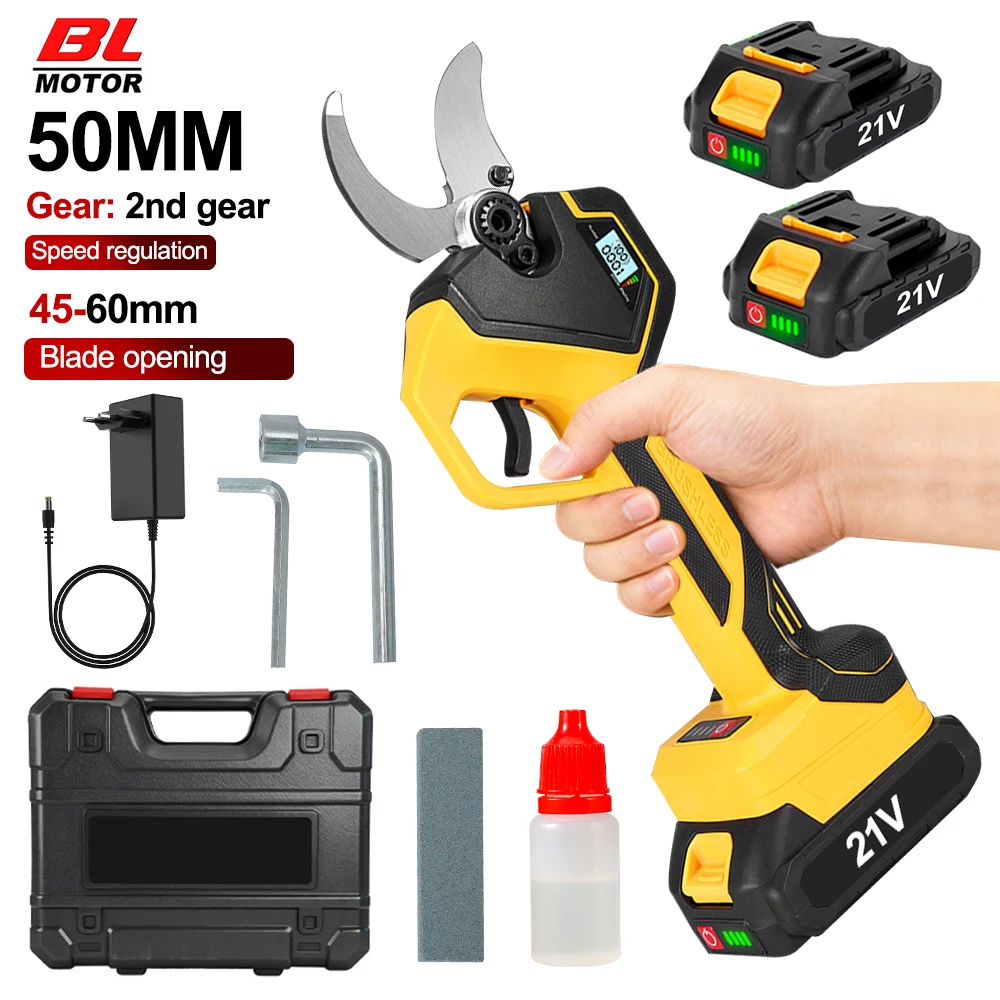 Sécateur électrique sans fil 50 mm, 2 vitesses, vitesse variable, ciseaux de jardinage pour arbres fruitiers, outil compatible avec batterie Makita