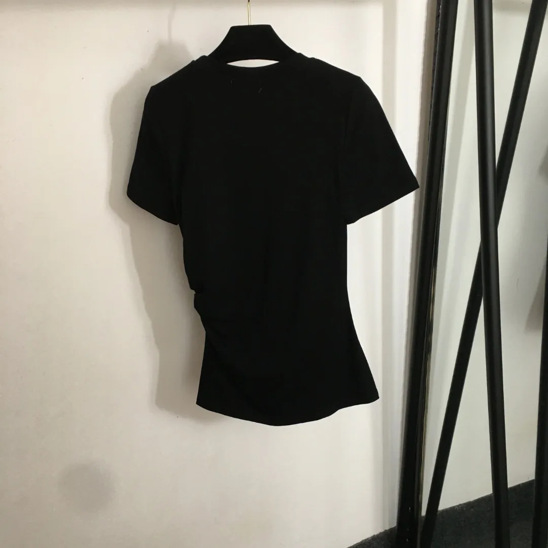 

Высококачественная весенне-летняя женская плиссированная облегающая футболка с короткими рукавами SU105