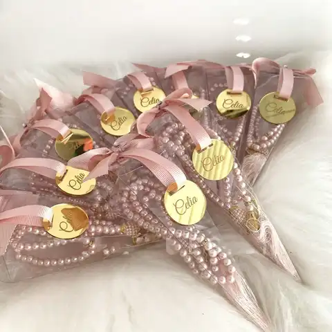 Custom Pink Tasbih Prayer Beads, Personalized Islamic Favors for Muslim Newborn Party, Aqiqah, Eid Mubarak & Valentine Gift